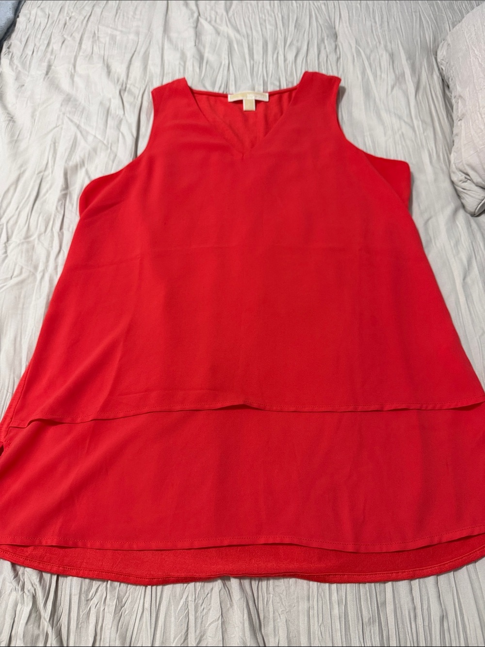 MICHAEL Michael Kors Sleeveless V-Neck Layered Red Top